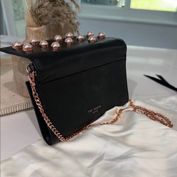 Ted Baker Black Pearl-Stud Bag Rose Gold + Pearls - Picture 9 of 16